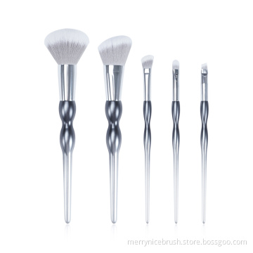 silver black gradient handle 5Pcs brush makeup brush set